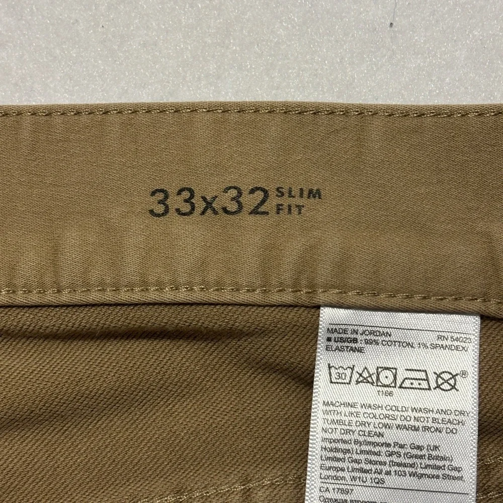 Banana Republic Mens Slim Traveler Khaki Brown 5-Pocket Chino Pants 33x32 488420